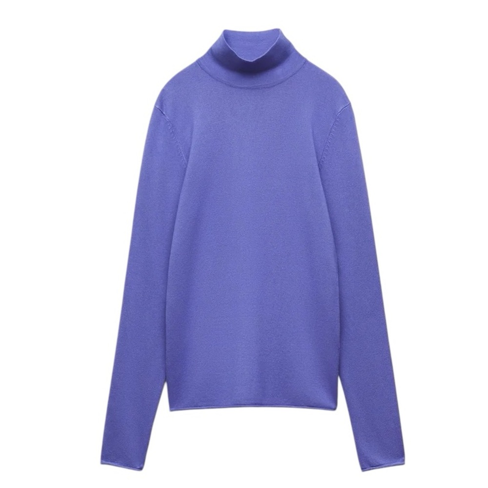 NWT Zara Purple Soft Basic Knit Turtleneck Top - M